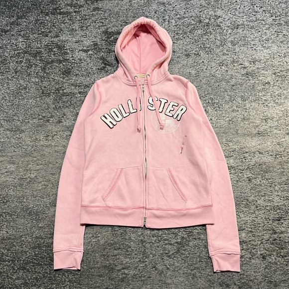 Hollister Tops - NWT Hollister Zip Up Hoodie Womens Large Pink Search And Rescue Spell Out Y2K